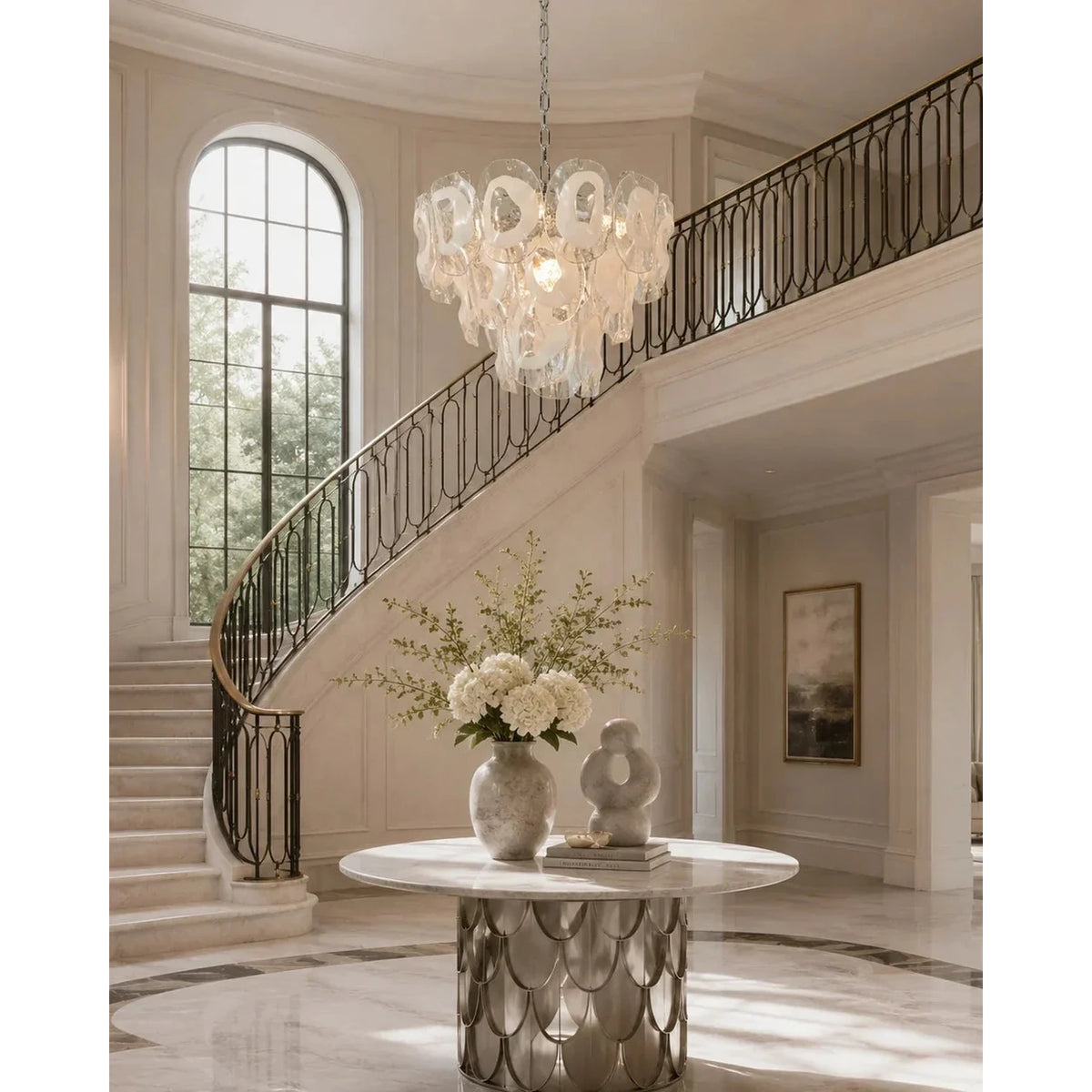 Luminous Pendant Light in rose glass for Dining Room by AUVIELIGHT