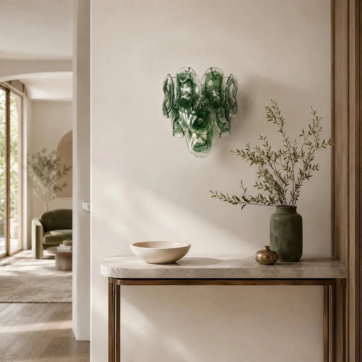 Luminous Petal Vanity Light in green for Bathroom by AUVIELIGHT
