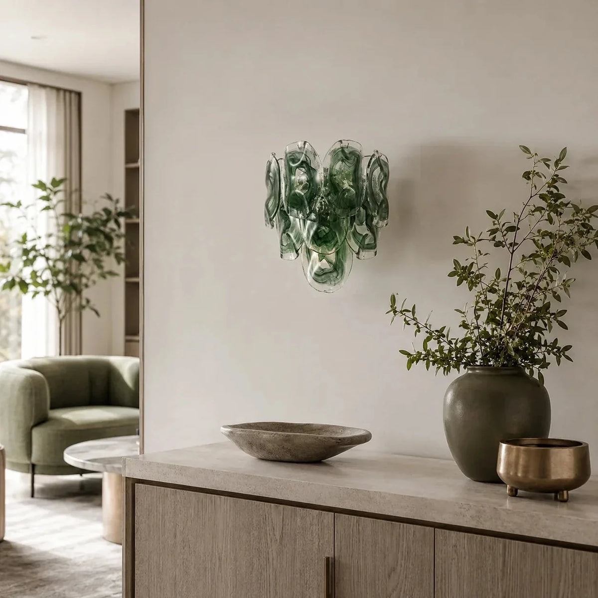 Luminous Petal Vanity Light in green for Bathroom by AUVIELIGHT