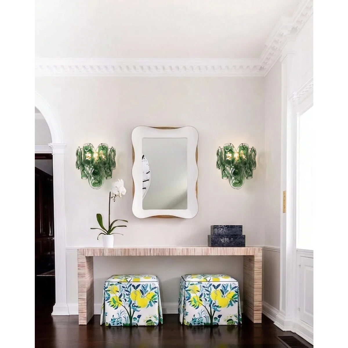 Luminous Petal Vanity Light in green for Bathroom by AUVIELIGHT