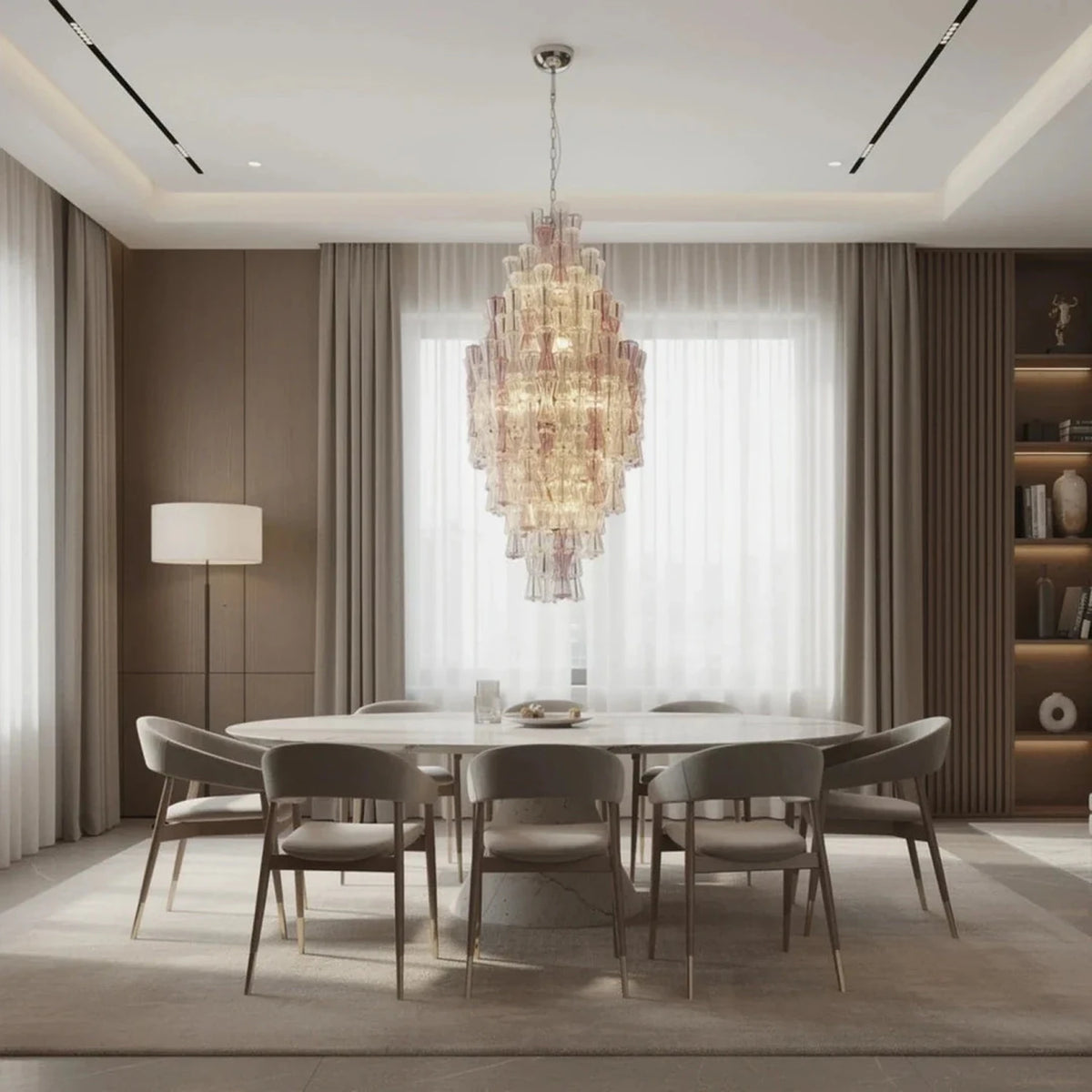 Luminous Prism Cascade Pendant Light in rose for Dining Room by AUVIELIGHT