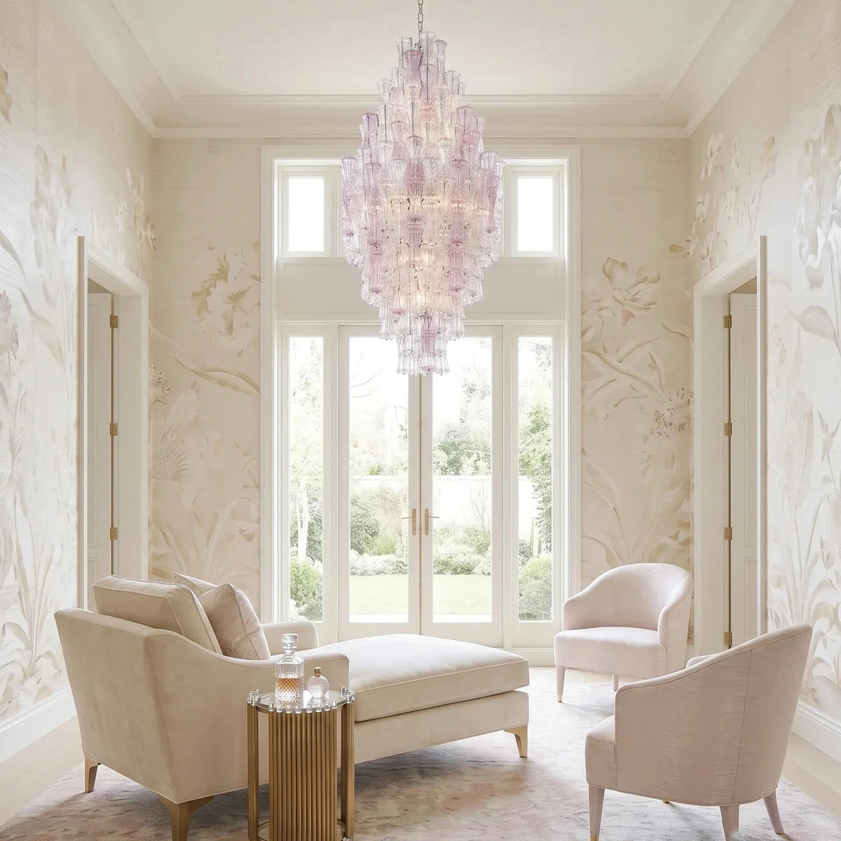 Luminous Prism Cascade Pendant Light in rose for Dining Room by AUVIELIGHT