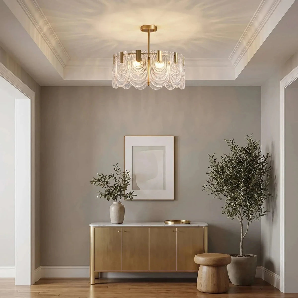 Luminous Scalloped Panel Pendant Light in glass for Dining Room by AUVIELIGHT