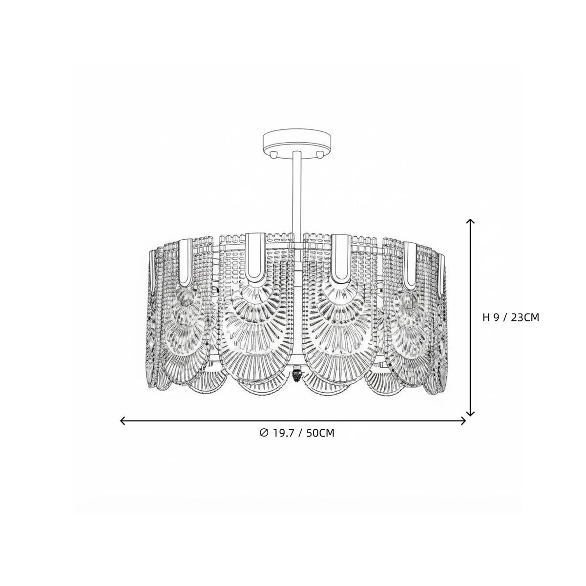 Luminous Scalloped Panel Pendant Light in glass for Dining Room by AUVIELIGHT