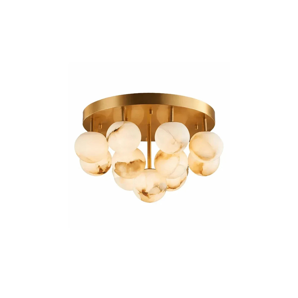 LuxeCluster Multi-Globe Stone Ceiling Fixture light fixture by AUVIELIGHT, ∅ 15.7″ x H 11.8″ / Gold & White
