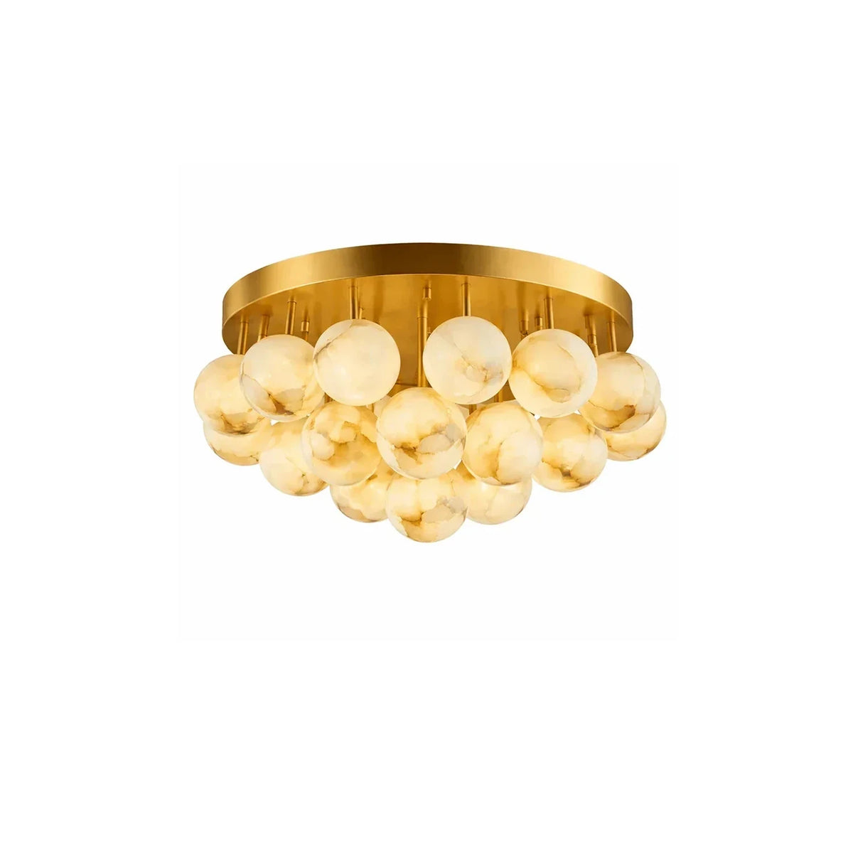 LuxeCluster Multi-Globe Stone Ceiling Fixture light fixture by AUVIELIGHT, ∅ 19.7″ x H 11.8″ / Gold & White