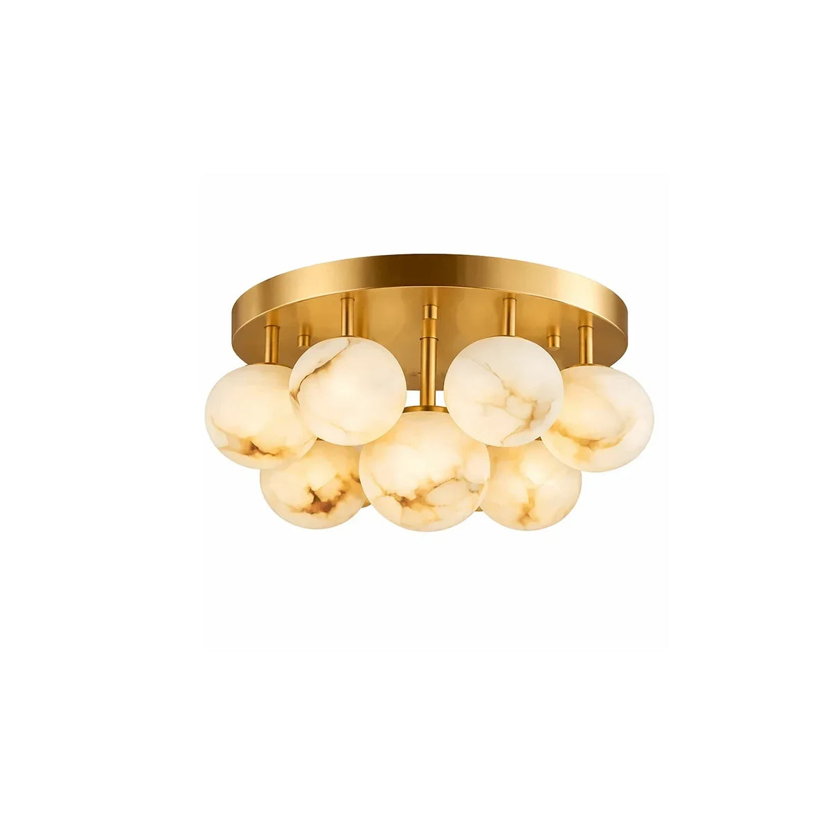 LuxeCluster Multi-Globe Stone Ceiling Fixture light fixture by AUVIELIGHT, ∅ 11.8″ x H 9.4″ / Gold & White