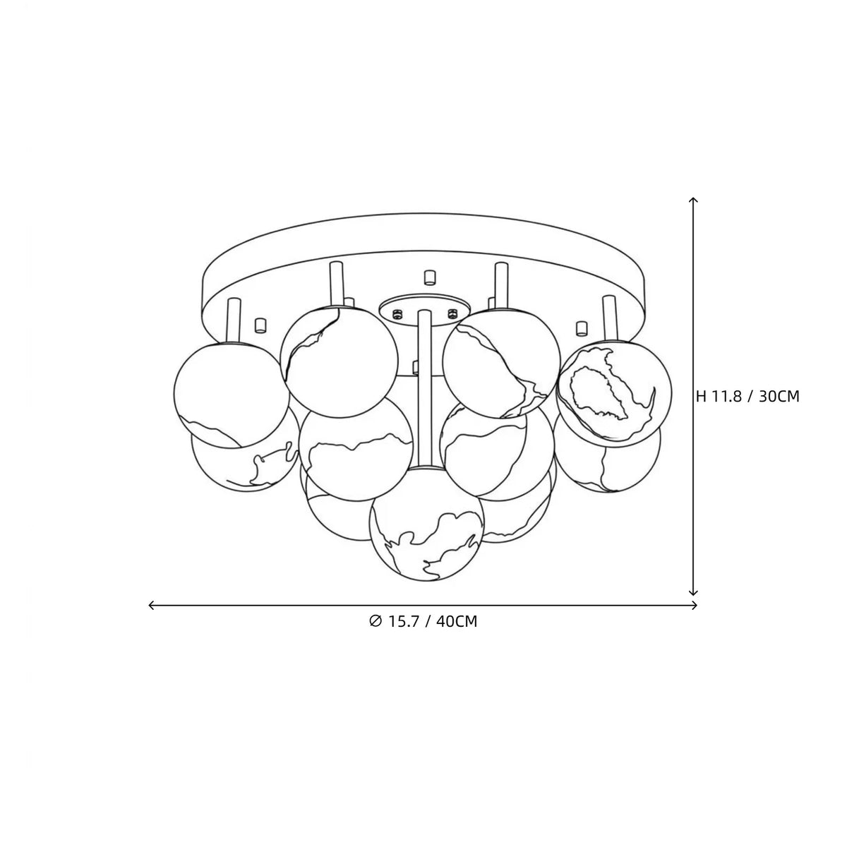 LuxeCluster Multi-Globe Stone Ceiling Fixture light fixture by AUVIELIGHT