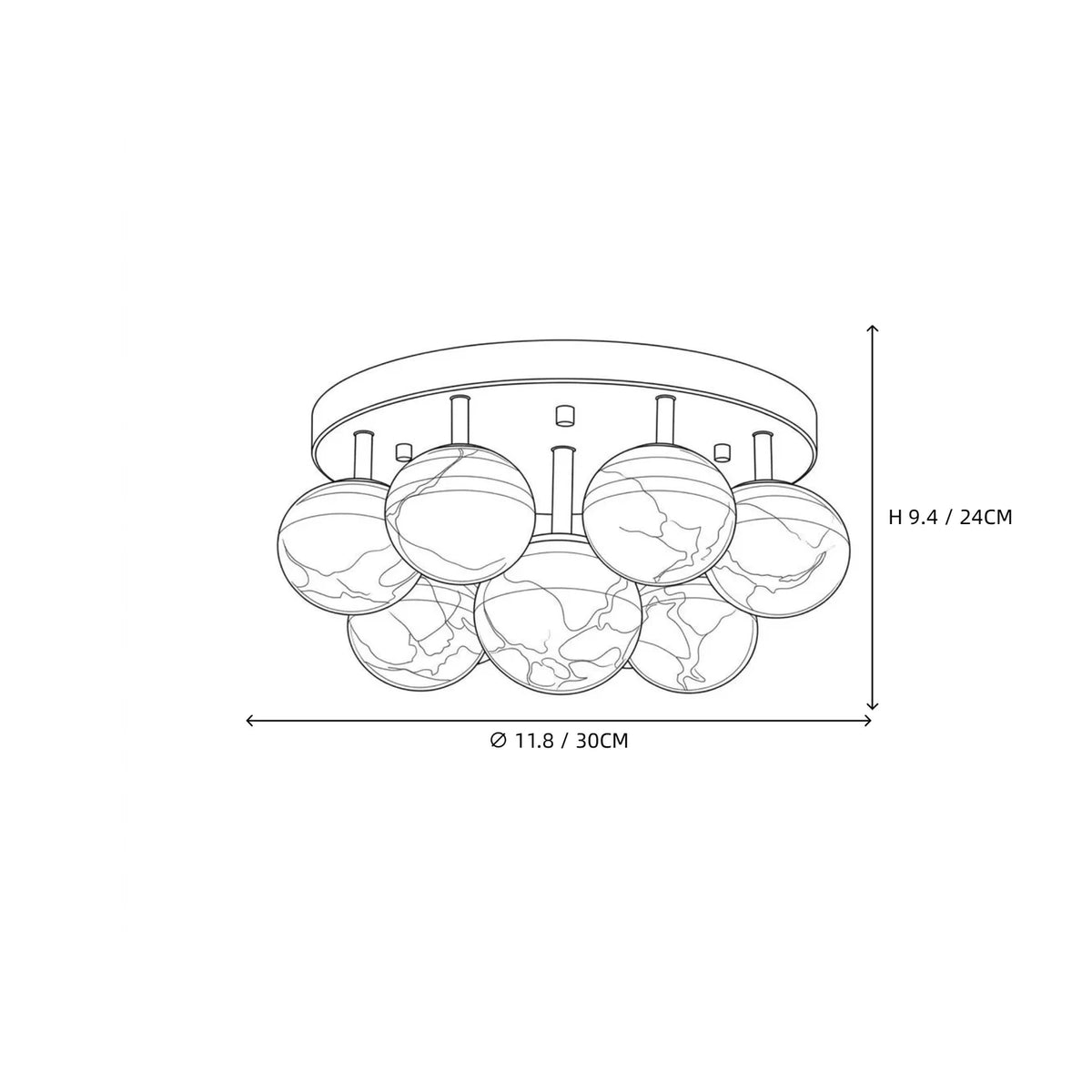 LuxeCluster Multi-Globe Stone Ceiling Fixture light fixture by AUVIELIGHT