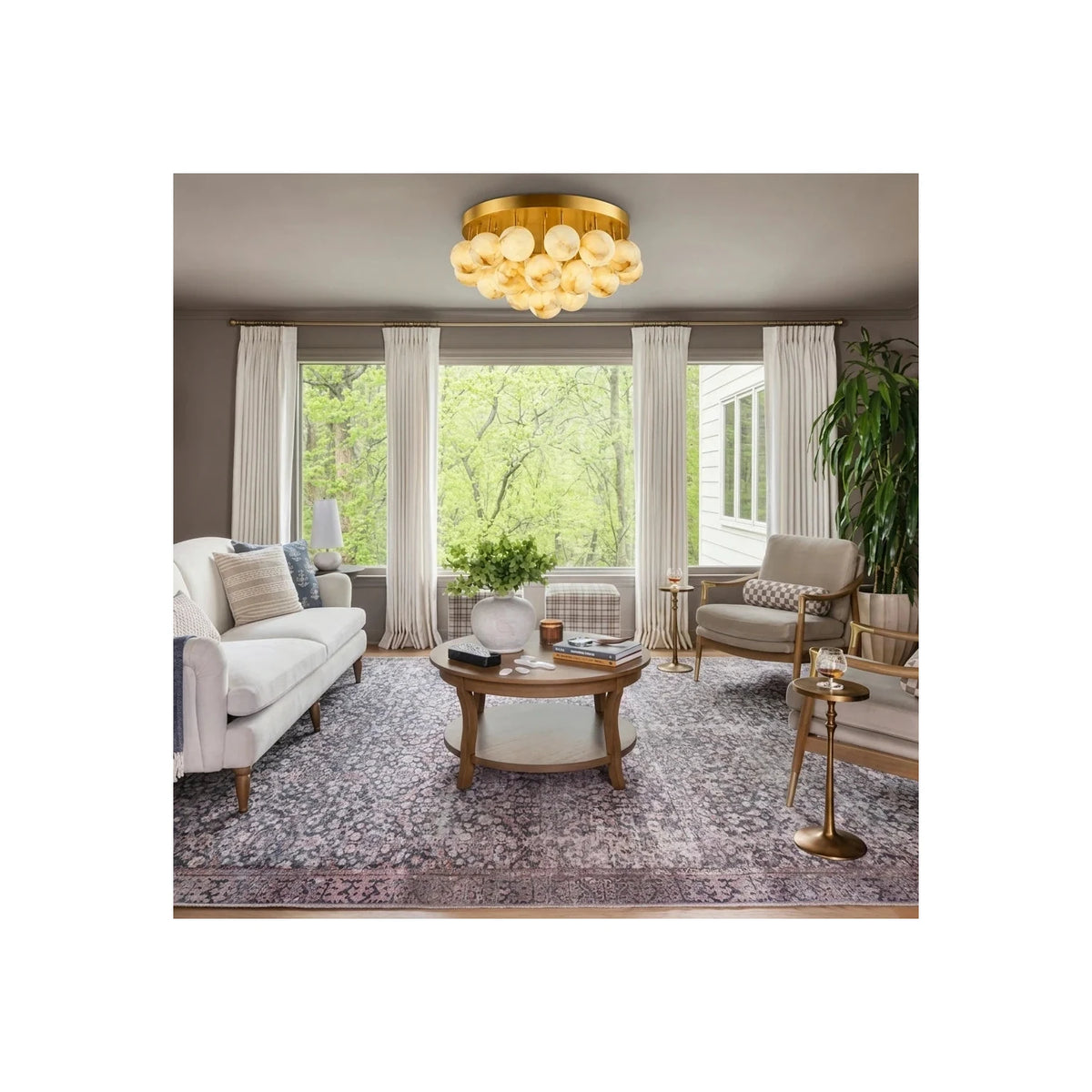 LuxeCluster Multi-Globe Stone Ceiling Fixture light fixture by AUVIELIGHT