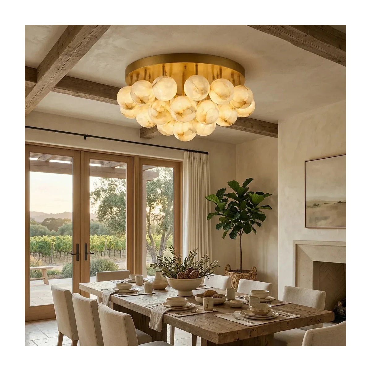 LuxeCluster Multi-Globe Stone Ceiling Fixture light fixture by AUVIELIGHT