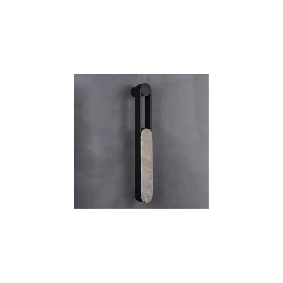 LuxeLoop Bronze Capsule Wall Light by AUVIELIGHT, ∅ 3.1″ x W 3.9″ x H 31.5″ / Black & White Spanish alabaster