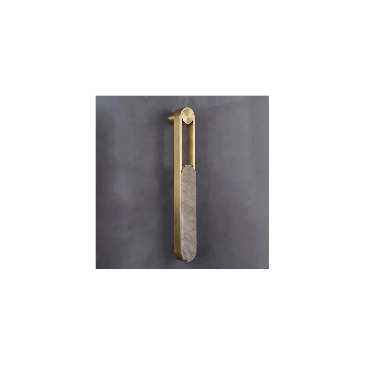 LuxeLoop Bronze Capsule Wall Light by AUVIELIGHT, ∅ 3.1″ x W 3.9″ x H 31.5″ / Brass & White Spanish alabaster