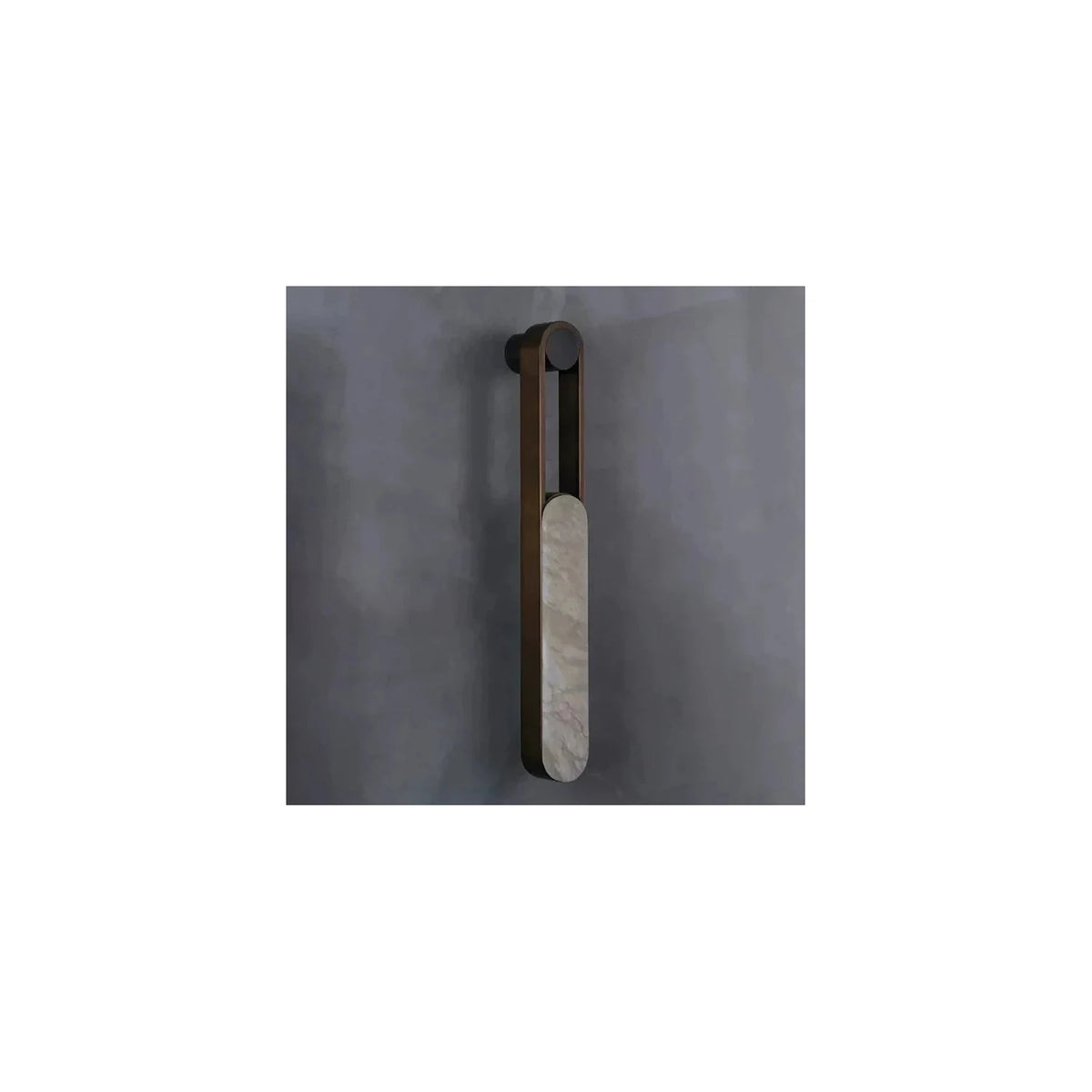 LuxeLoop Bronze Capsule Wall Light by AUVIELIGHT, ∅ 3.1″ x W 3.9″ x H 31.5″ / Vintage Brass & White Spanish alabaster