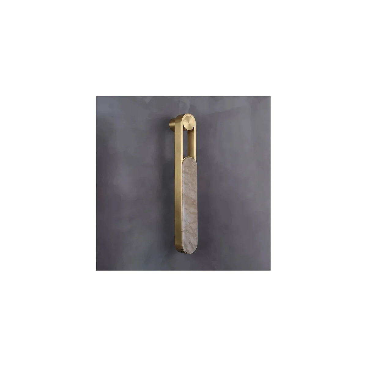 LuxeLoop Bronze Capsule Wall Light by AUVIELIGHT, ∅ 3.1″ x W 3.9″ x H 23.6″ / Brass & White Spanish alabaster