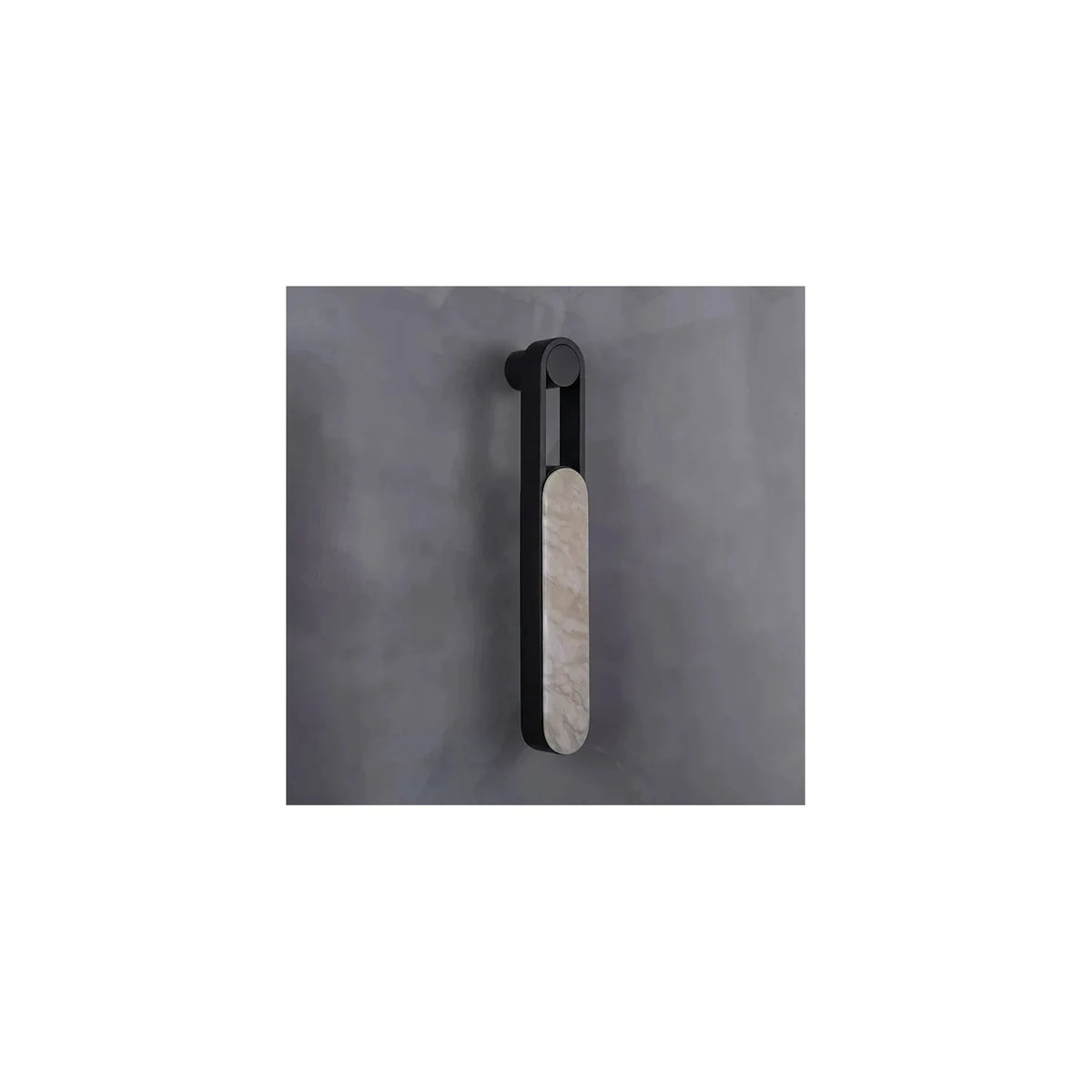 LuxeLoop Bronze Capsule Wall Light by AUVIELIGHT, ∅ 3.1″ x W 3.9″ x H 23.6″ / Black & White Spanish alabaster
