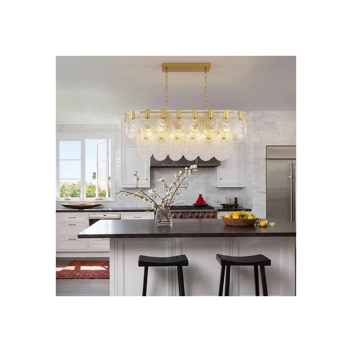 LuxePalma Art Deco Glass Chandelier light fixture by AUVIELIGHT