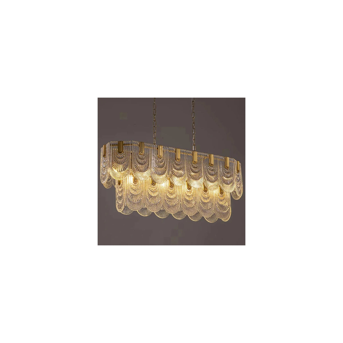 LuxePalma Art Deco Glass Chandelier light fixture by AUVIELIGHT, L 47.3" x W 12.6" x H 18.9" / Gold & Clear