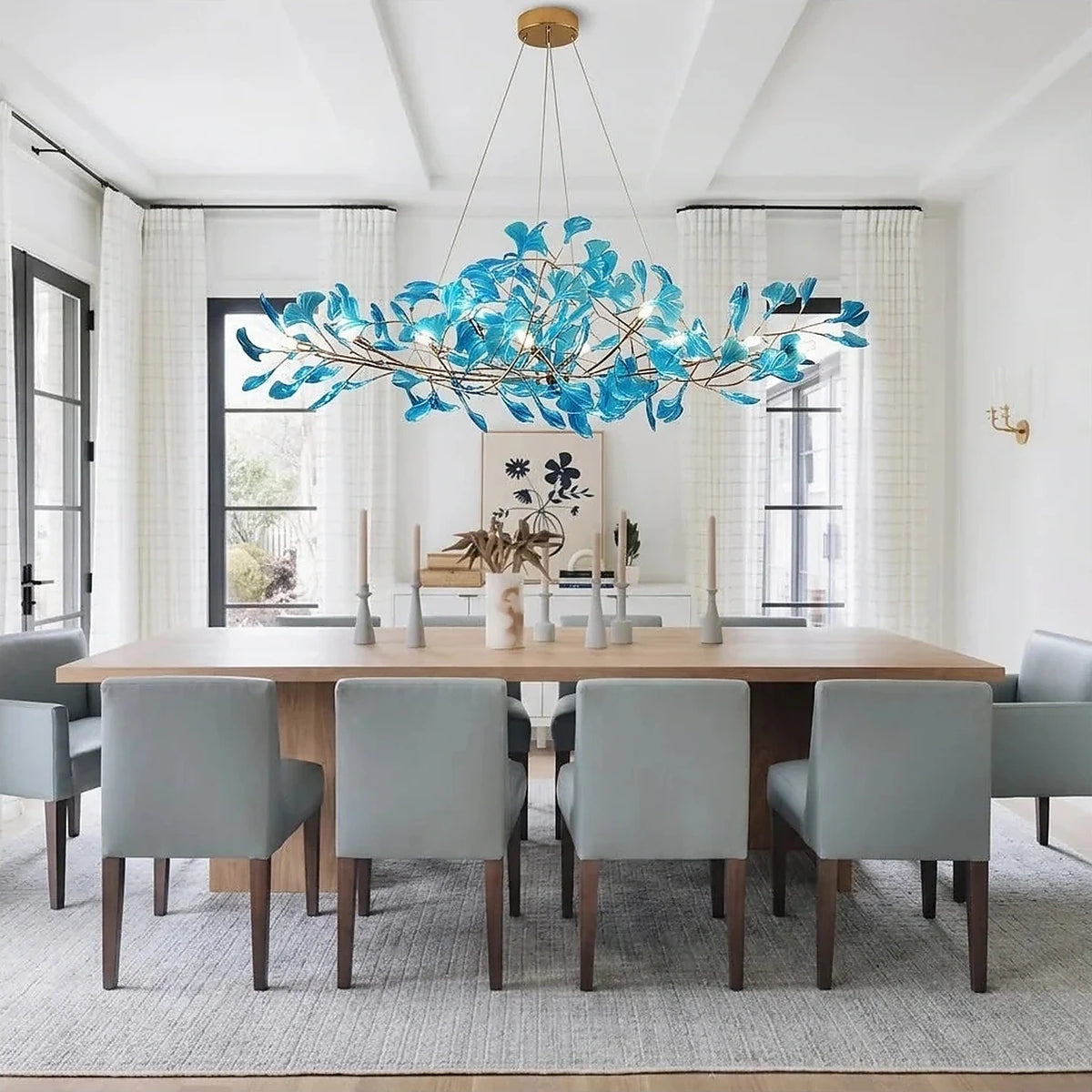 Luxury Handblown Amber Glass Petal Chandelier light fixture by AUVIELIGHT