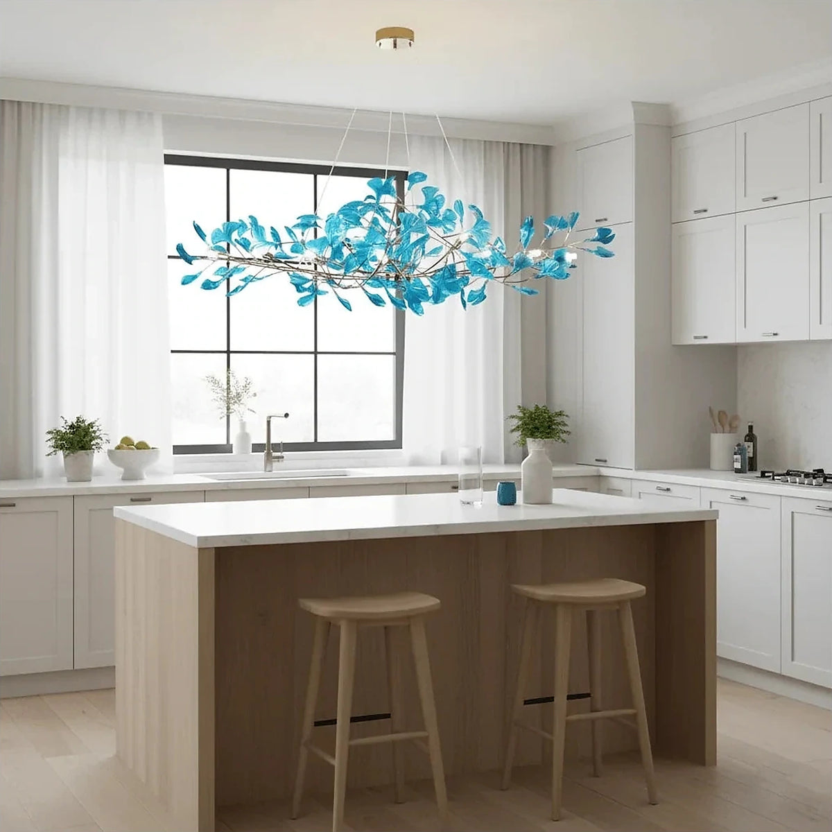 Luxury Handblown Amber Glass Petal Chandelier light fixture by AUVIELIGHT