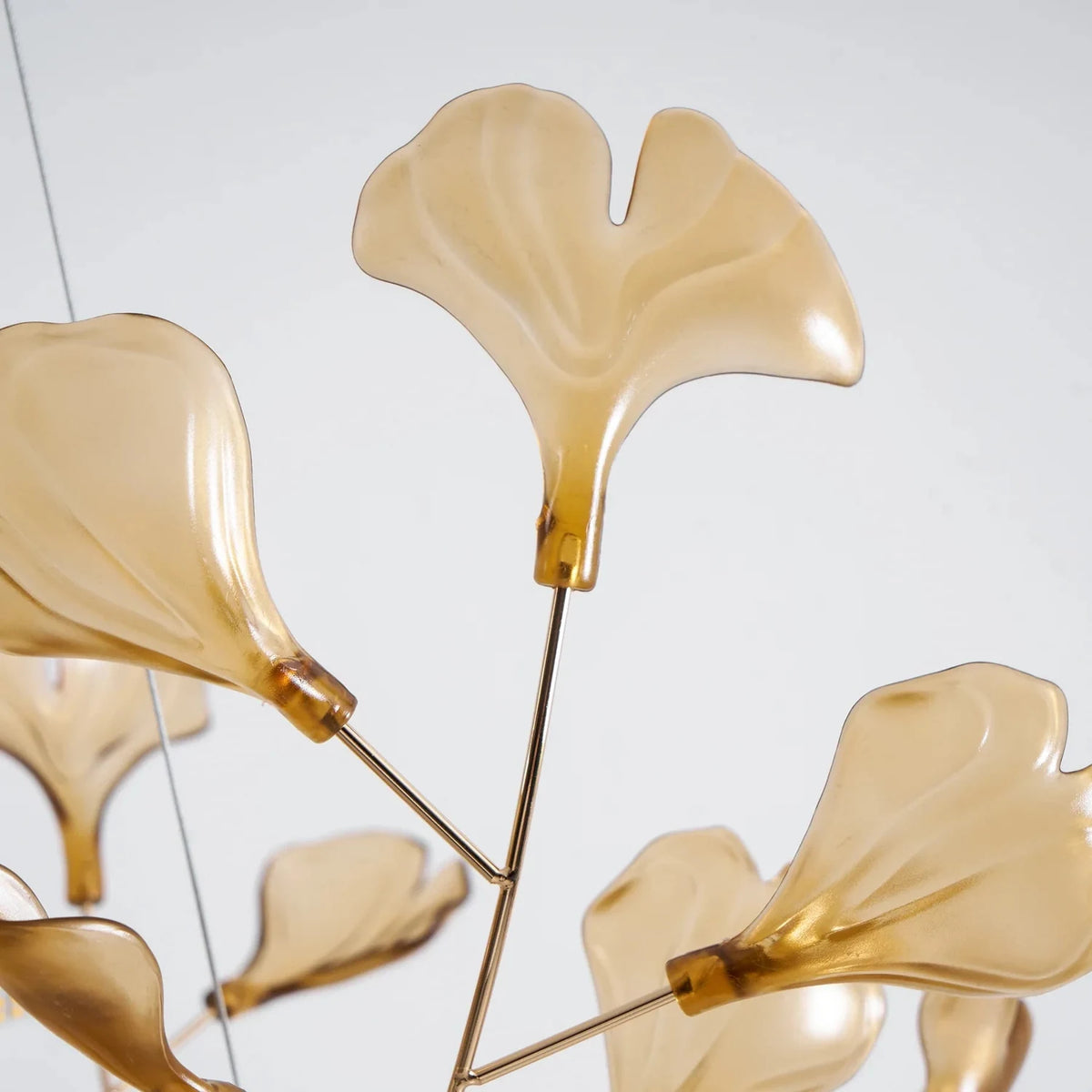 Luxury Handblown Amber Glass Petal Chandelier light fixture by AUVIELIGHT