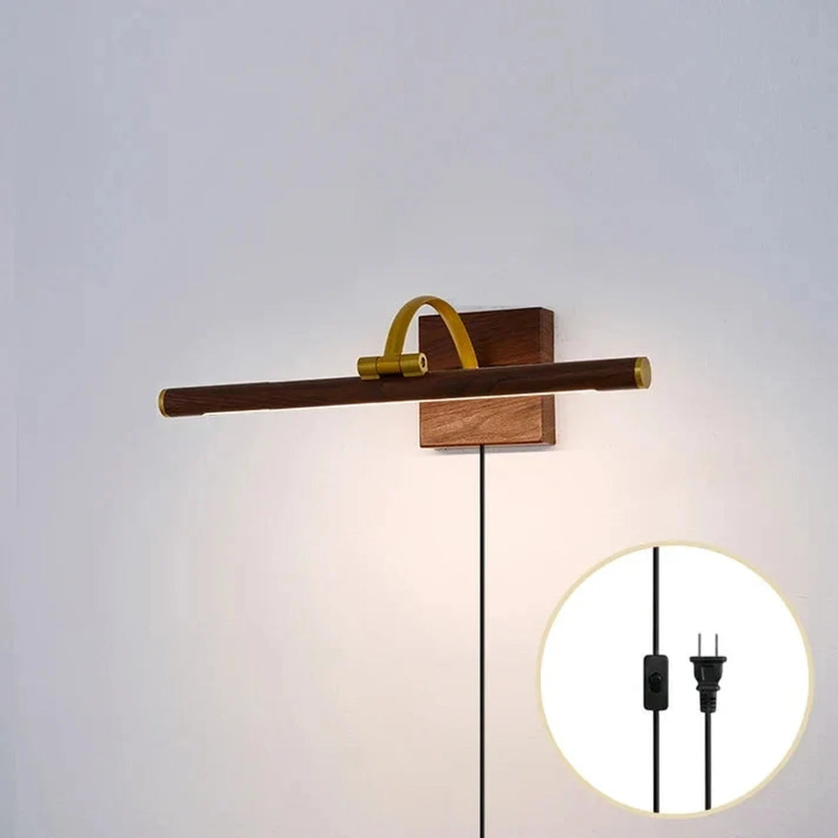 Luxury Light in brass for Living Room by AUVIELIGHT, L 60cm x W 19cm x H 12cm / L 22.8″ x W 7.5″ x H 4.7″ / Walnut color / AU plug and 3 other