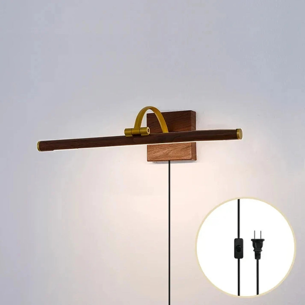 Luxury Light in brass for Living Room by AUVIELIGHT, L 75cm x W 19cm x H 12cm / L 29.5″ x W 7.5″ x H 4.7″ / Walnut color / AU plug and 3 other