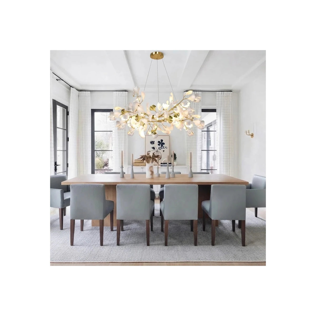 Luxury White Petal Ceramic Floral Chandelier light fixture by AUVIELIGHT