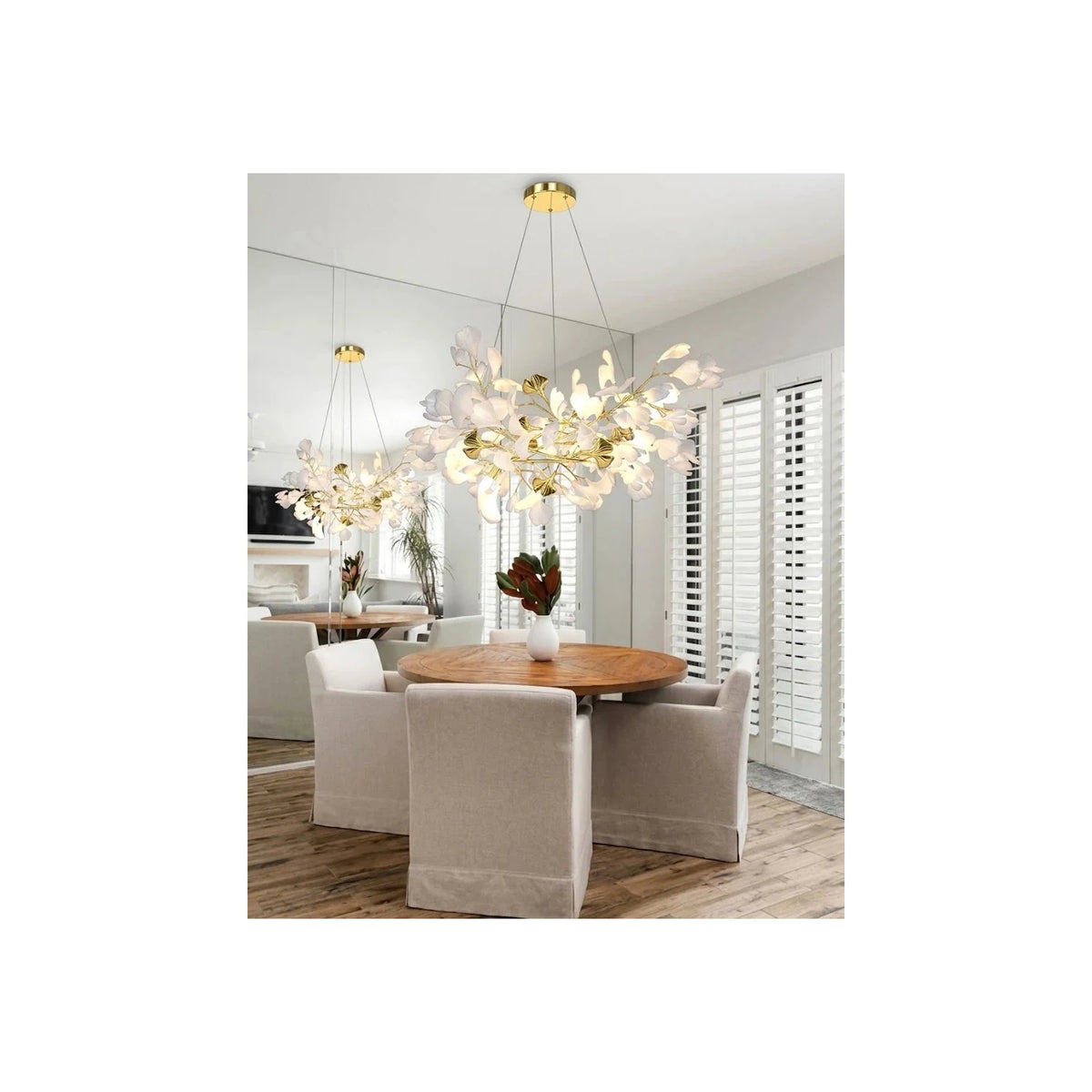 Luxury White Petal Ceramic Floral Chandelier light fixture by AUVIELIGHT