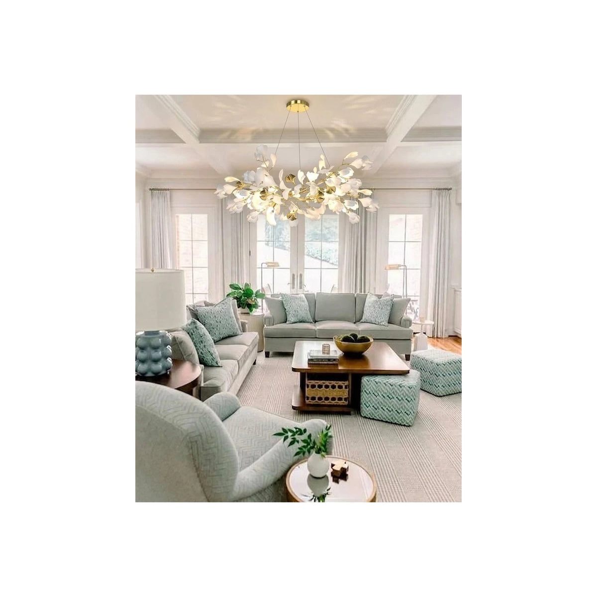 Luxury White Petal Ceramic Floral Chandelier light fixture by AUVIELIGHT