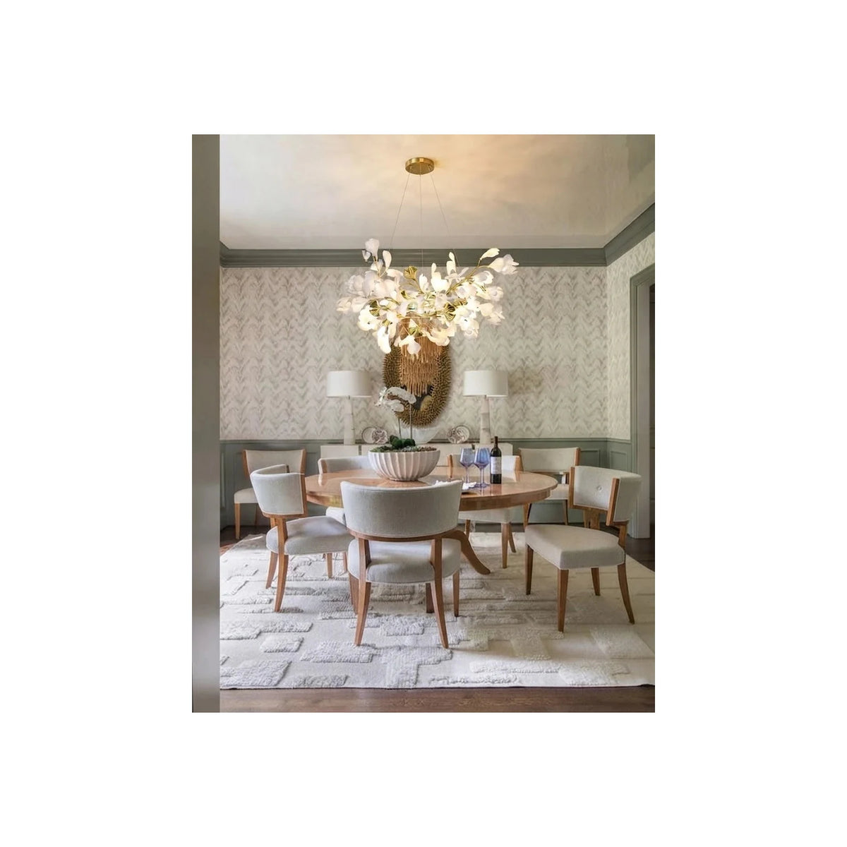 Luxury White Petal Ceramic Floral Chandelier light fixture by AUVIELIGHT