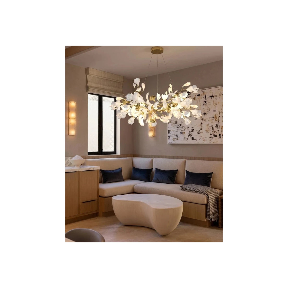 Luxury White Petal Ceramic Floral Chandelier light fixture by AUVIELIGHT
