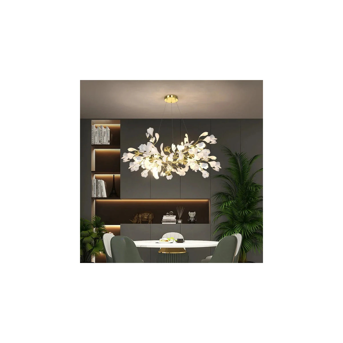 Luxury White Petal Ceramic Floral Chandelier light fixture by AUVIELIGHT