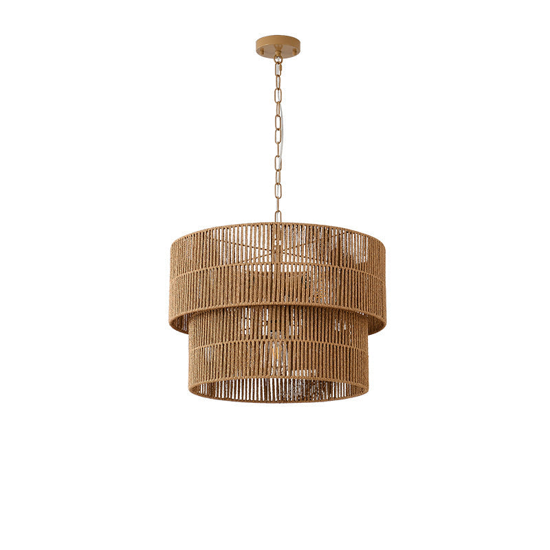 Malibu Straw Tiered Pendant Light for Kitchen Island by AUVIELIGHT, Dia 15.75″ × H 4.33″ / Dia 40 cm × H 11 cm