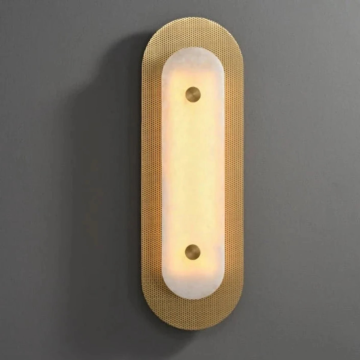 Mesh Wall Light in alabaster for Hallway by AUVIELIGHT, ∅ 7.9" x H 31.5" / Gold & White / Warm Light