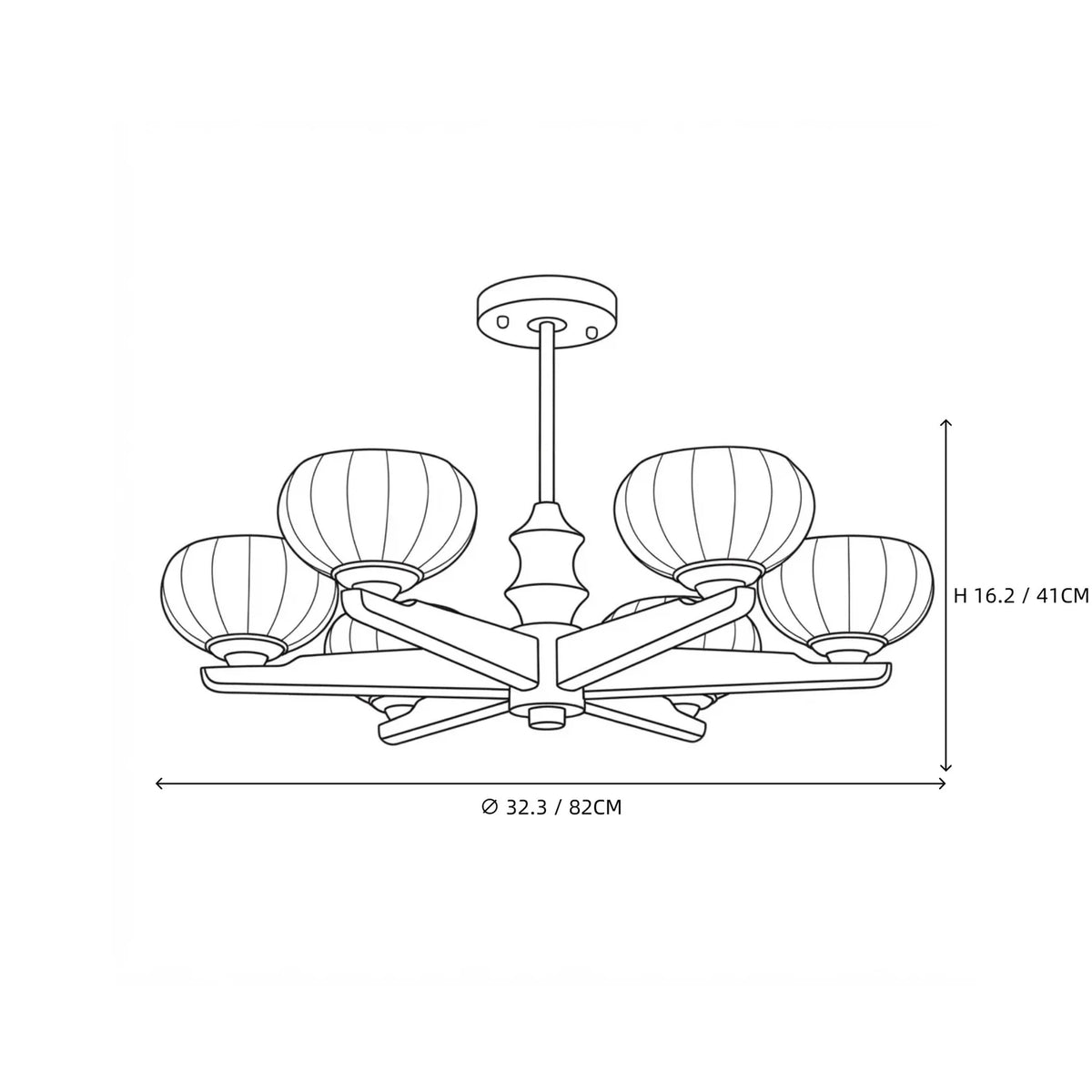 Mid-Century Walnut Pumpkin Glass Chandelier light fixture by AUVIELIGHT