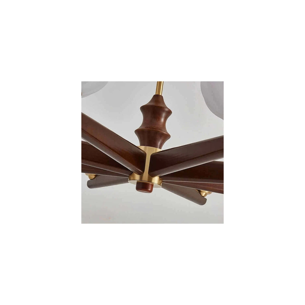 Mid-Century Walnut Pumpkin Glass Chandelier light fixture by AUVIELIGHT