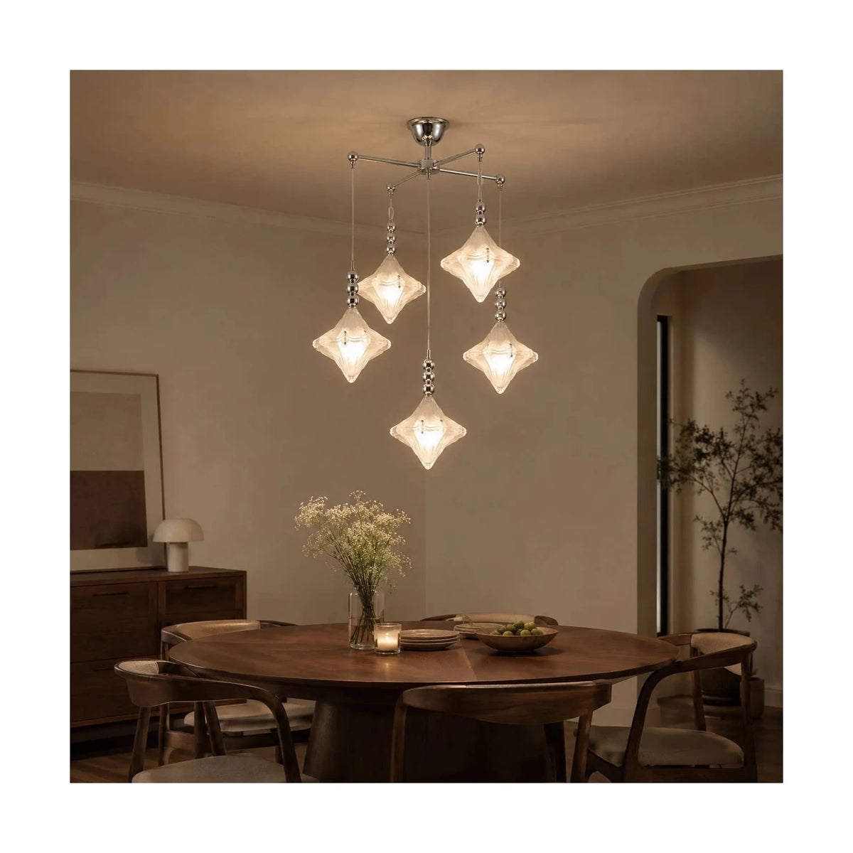 MilanoCascade Multi-Pendant Chrome Light by AUVIELIGHT