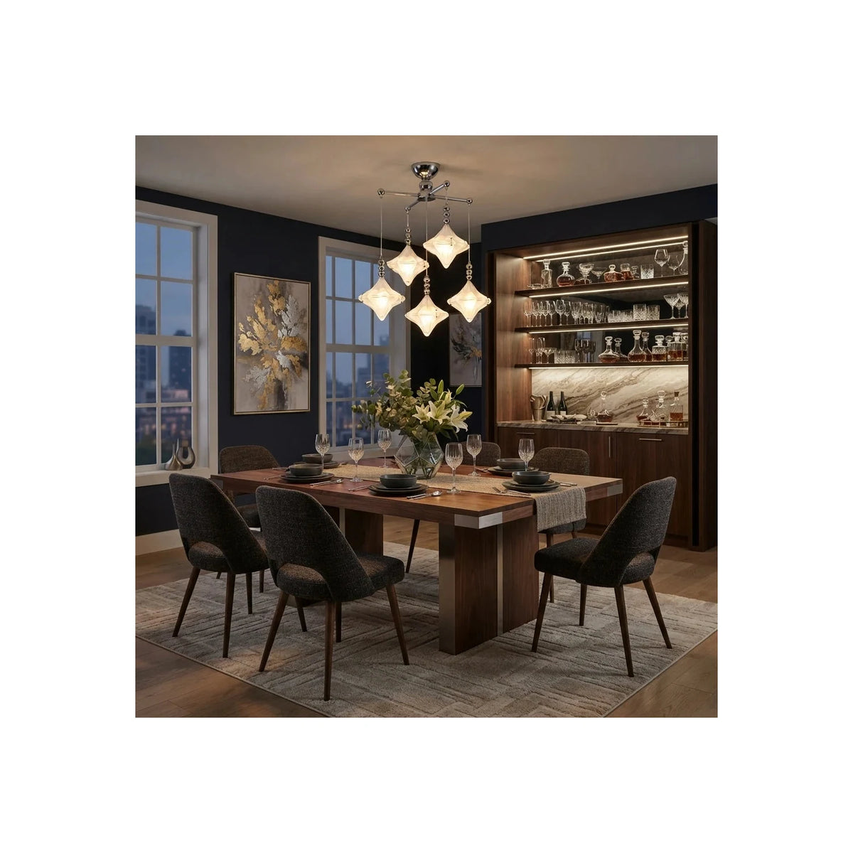 MilanoCascade Multi-Pendant Chrome Light by AUVIELIGHT