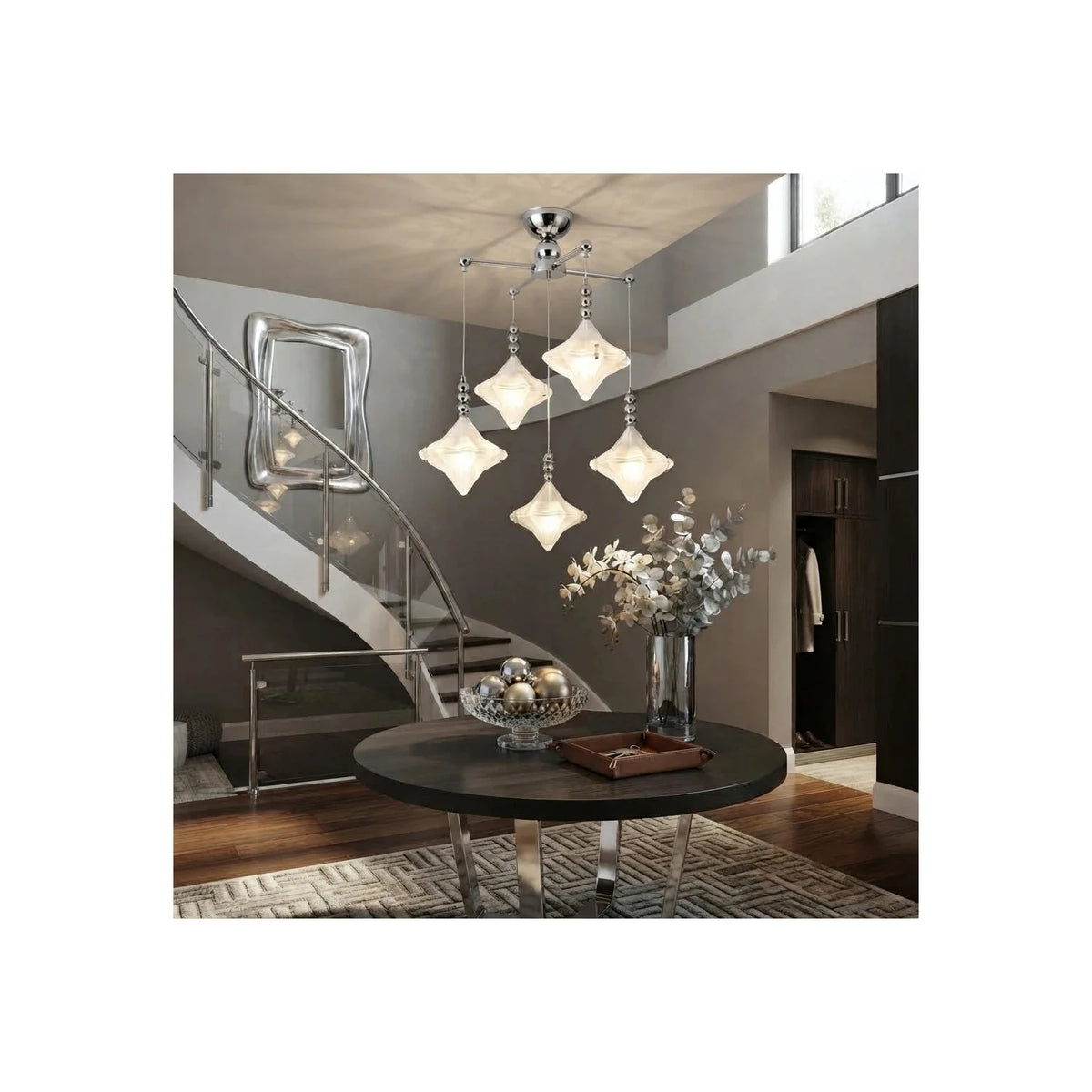 MilanoCascade Multi-Pendant Chrome Light by AUVIELIGHT