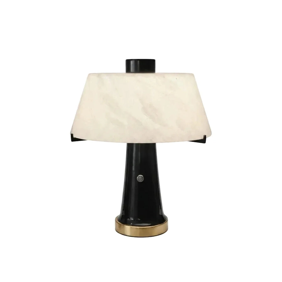 Minimalist Pillar Table Lamp in black alabaster for Living Room light fixture by AUVIELIGHT, ∅ 15.9″ × H 17.7″ (∅ 40 × H 45 cm) / Black & White