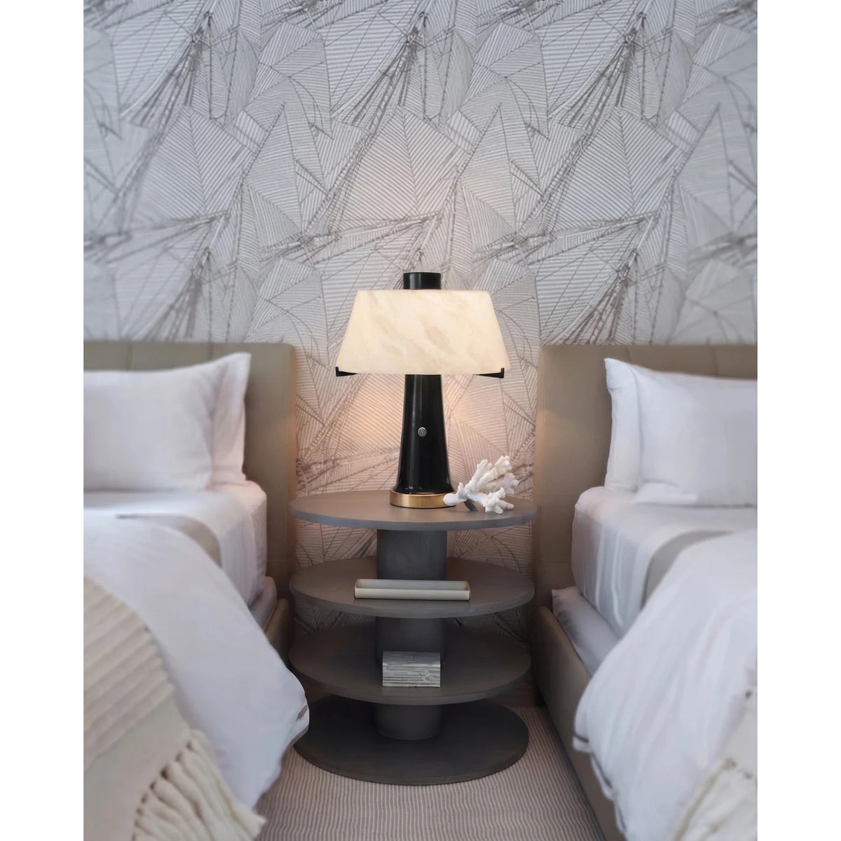 Minimalist Pillar Table Lamp in black alabaster for Living Room light fixture by AUVIELIGHT
