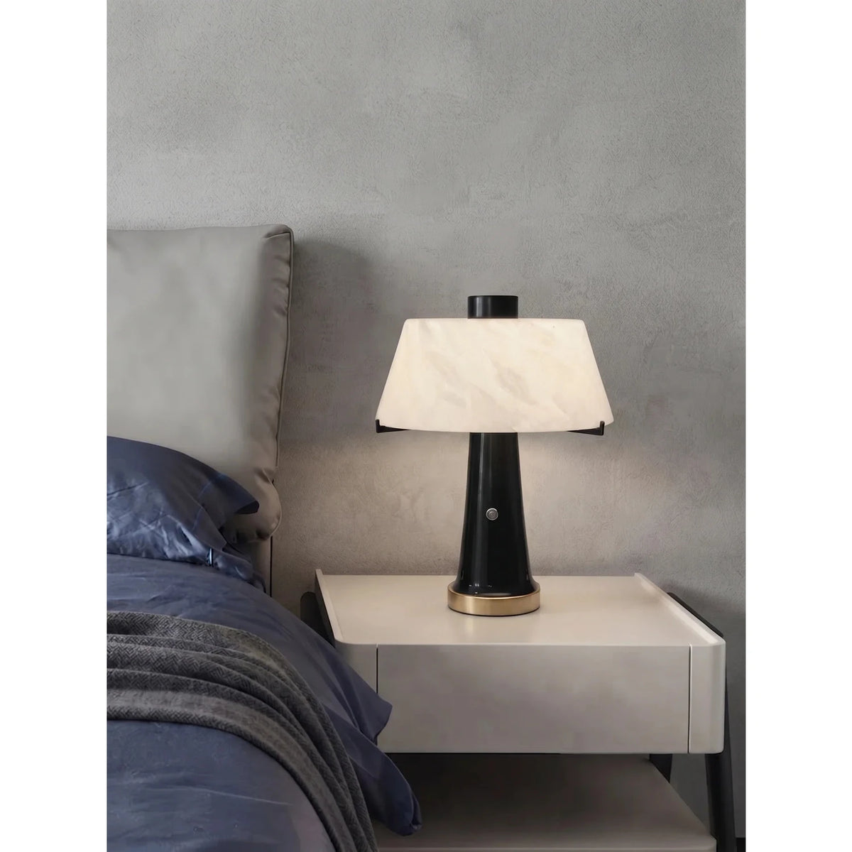 Minimalist Pillar Table Lamp in black alabaster for Living Room light fixture by AUVIELIGHT