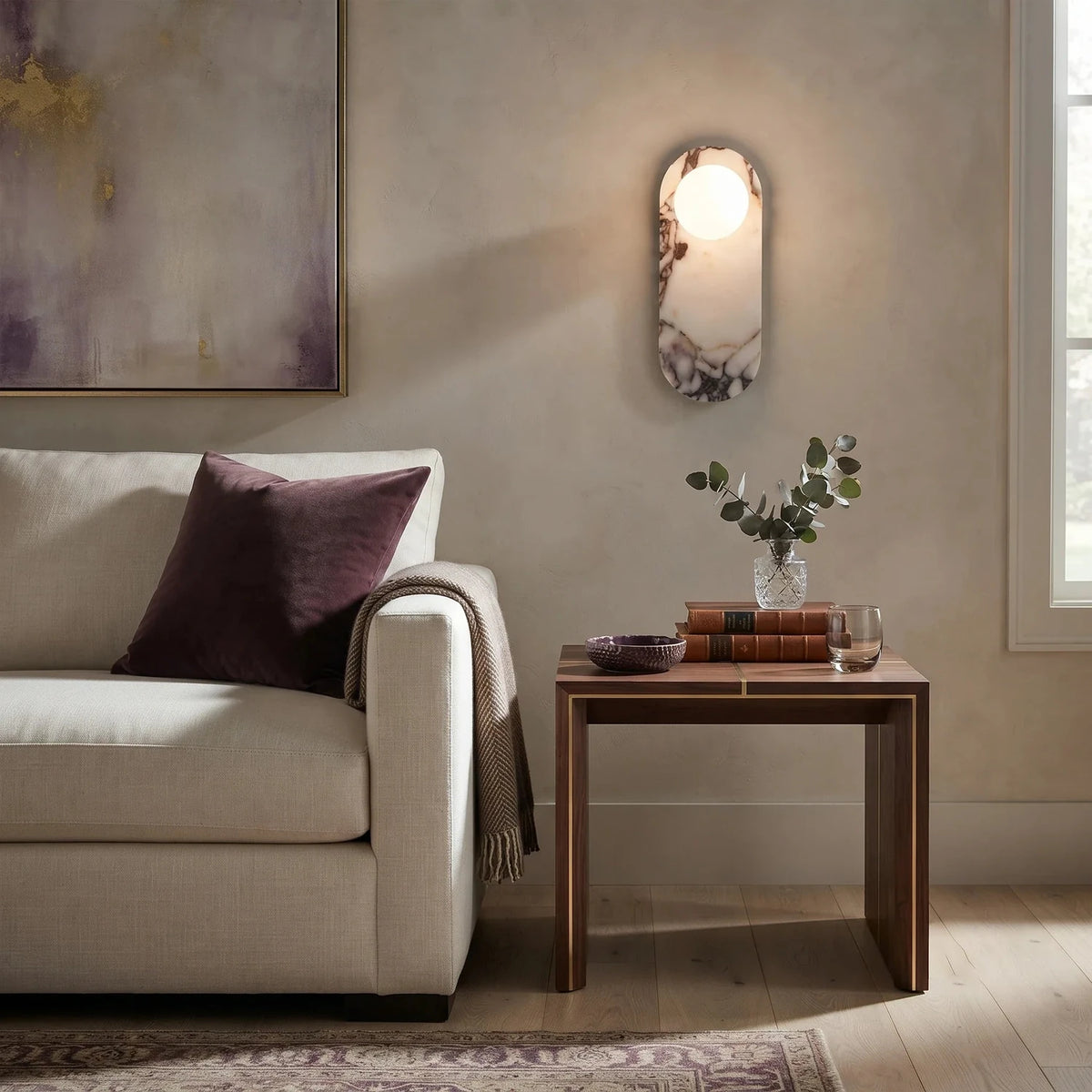 Minimalist Pillar Wall Sconce in marble for Hallway light fixture by AUVIELIGHT