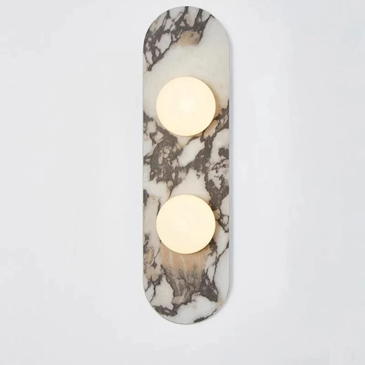 Minimalist Pillar Wall Sconce in marble for Hallway light fixture by AUVIELIGHT, 2 heads D 12cm x H 44cm / ∅ 4.7″ x H 17.3″ / White Marble