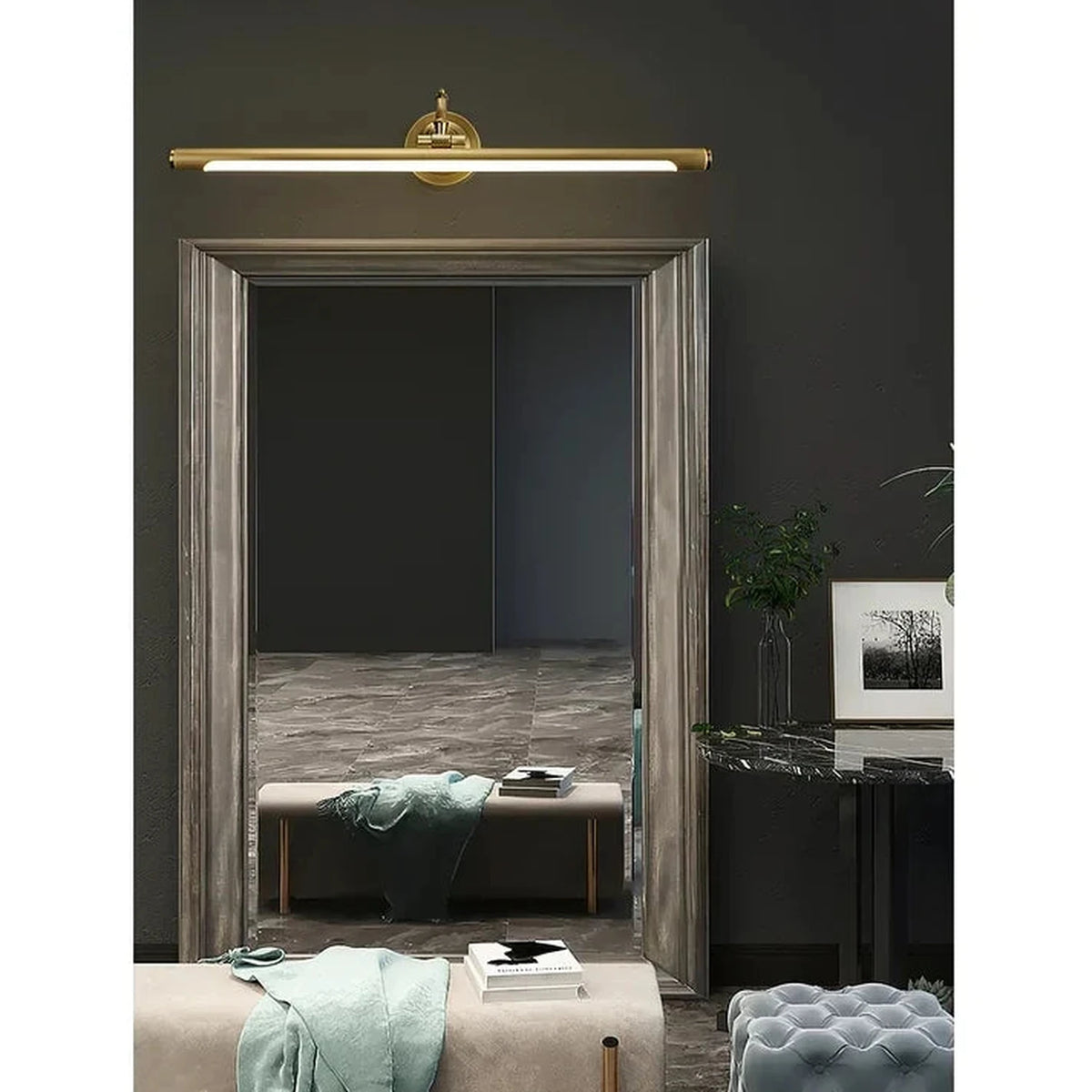 Mirror Linear Vanity Light in brass for Bathroom by AUVIELIGHT