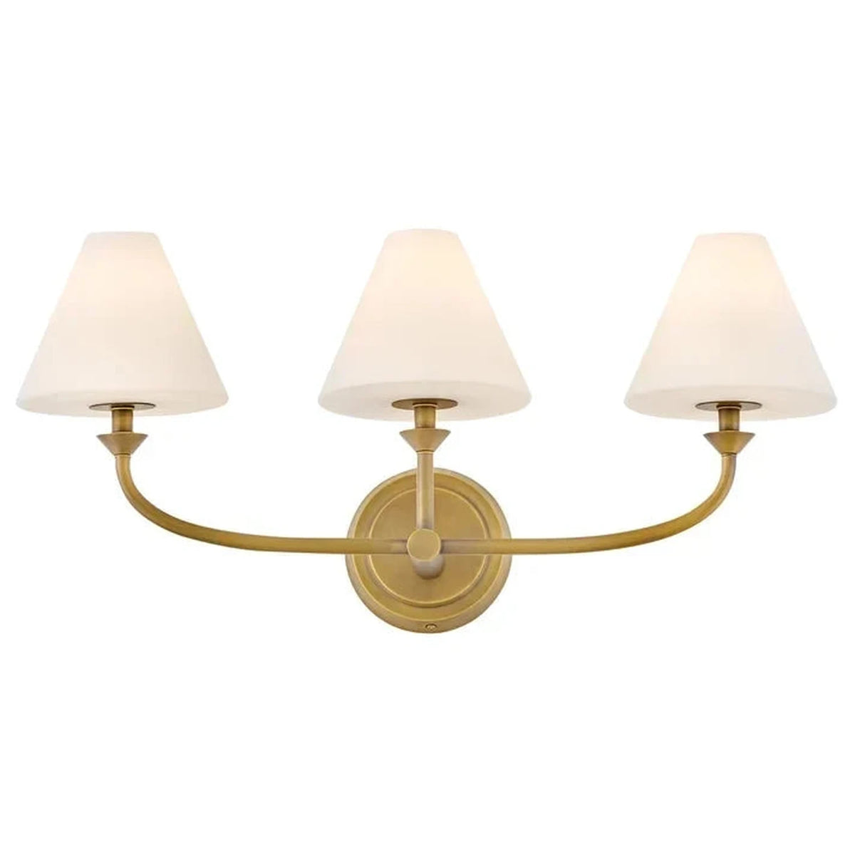 Mirror Tapered Wall Light for Hallway by AUVIELIGHT, 3 heads L 61cm x W 21cm x H 28cm / L 24″ x W 8.3″ x H 11″ / Natural Brass & White