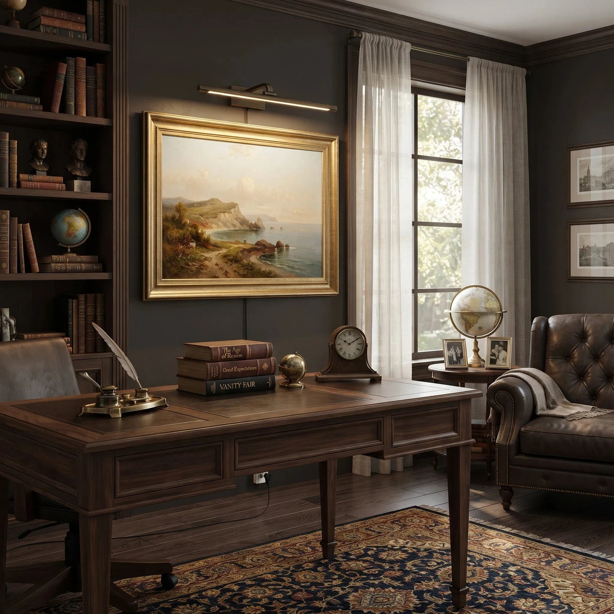 Modern Antique Brass Plug-In LED Picture Light by AUVIELIGHT