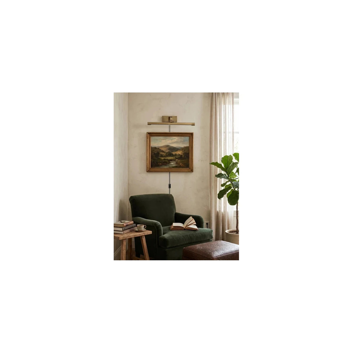 Modern Antique Brass Plug-In LED Picture Light by AUVIELIGHT
