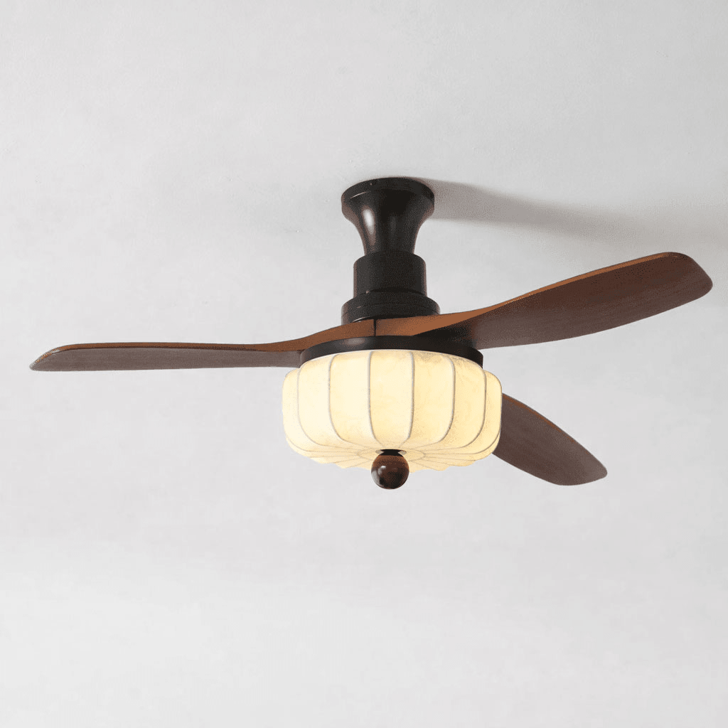 Modern Ceiling Fan Light in walnut for Living Room by AUVIELIGHT, Model B  ∅ 48" xH13.8" / Walnut Color & Black & White / Warm Light and 3 other